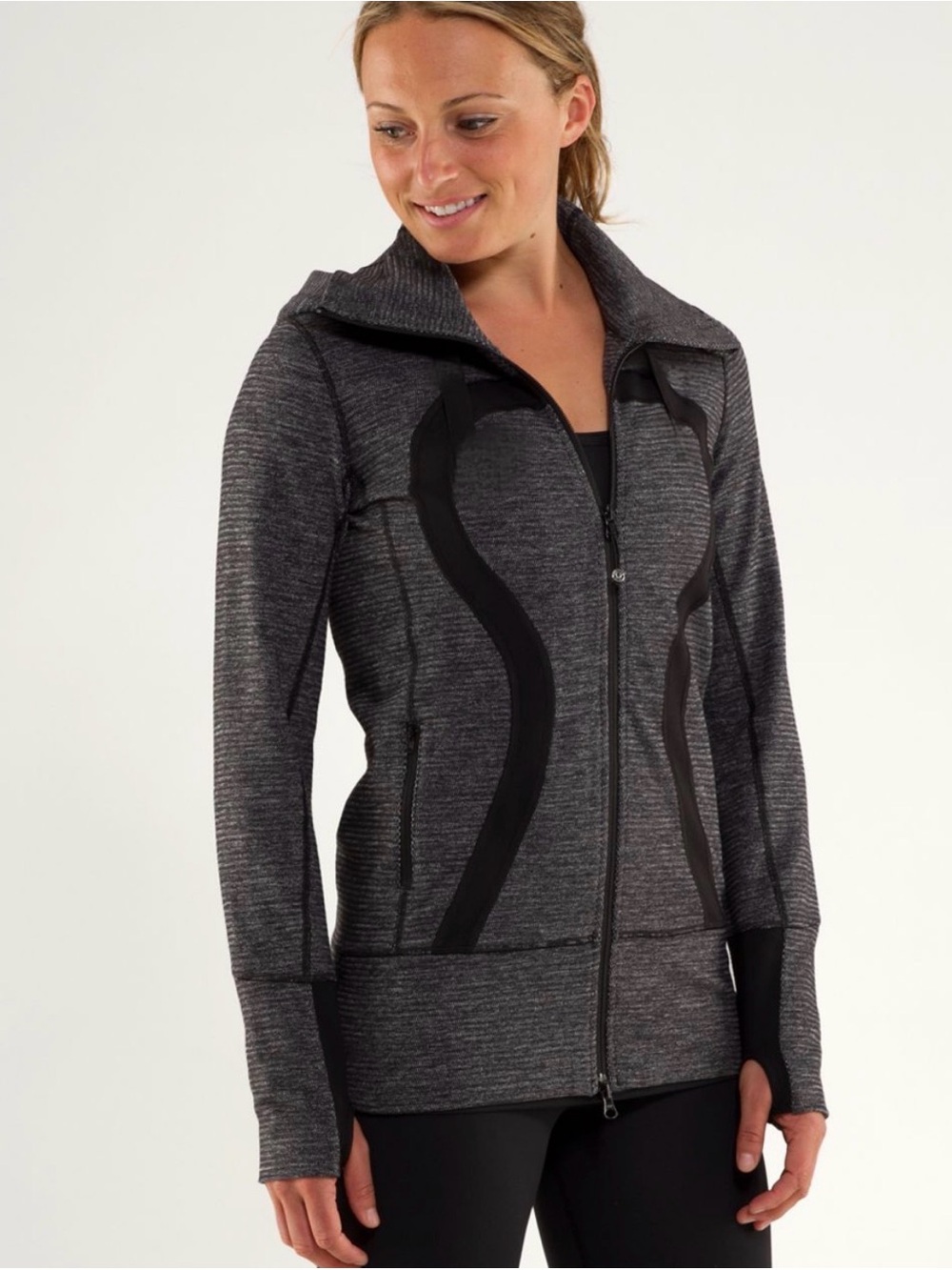 Rare VTG LULULEMON Classic Omega Logo Full Zip Hoodie Sweatshirt 2010s Women's